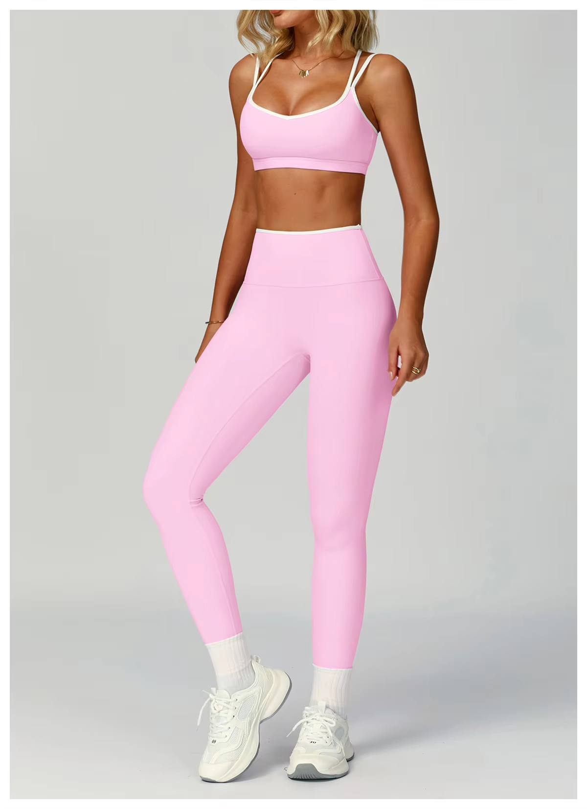 Women's Black Yoga Set – High Waisted Workout Leggings & Sports Bra