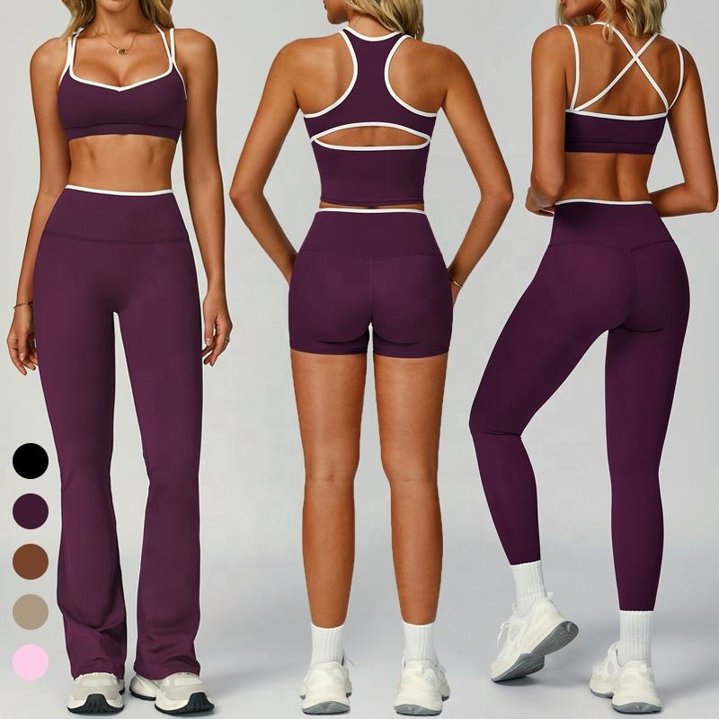 Women's Black Yoga Set – High Waisted Workout Leggings & Sports Bra