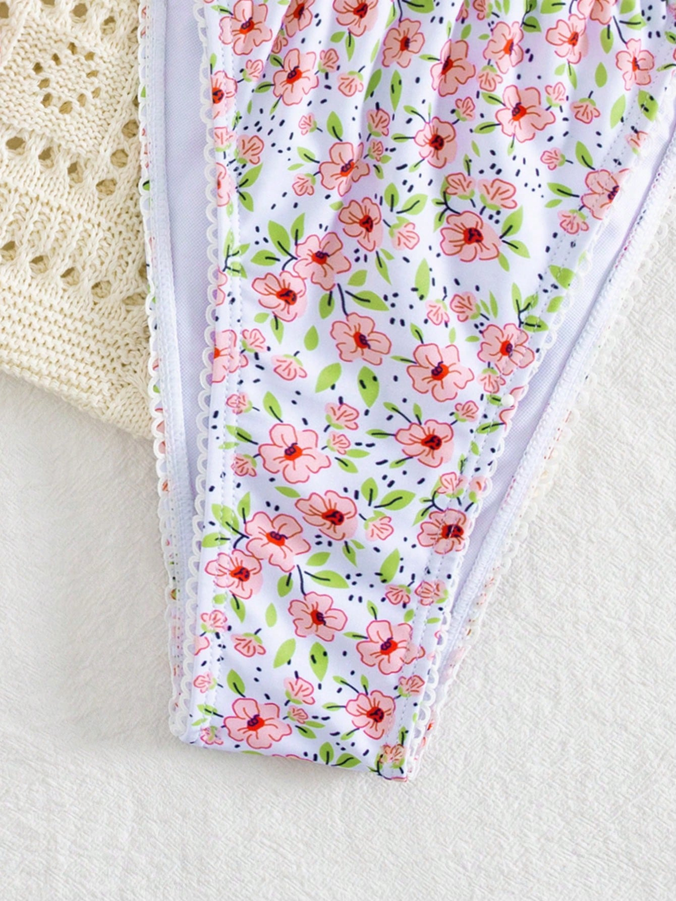 New Custom G-string Tan Through Swimwear Beachwear Printing Tie Front Halter Micro Bikini Sets for Women