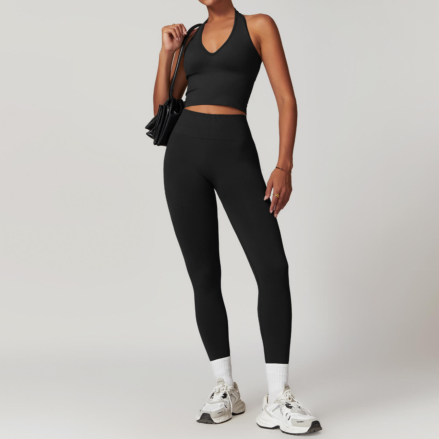 Quick Dry Form Fitting Athletic Jumpsuit Crew Neck Backless Cutout Fitness Bodysuit Yoga Suit for Training Sessions Sexy Suit