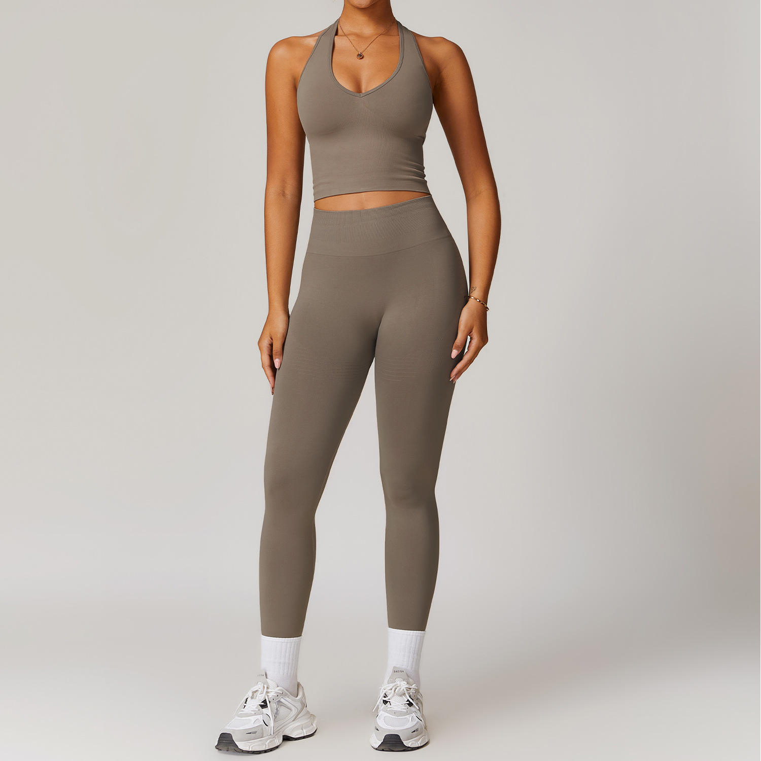 Quick Dry Form Fitting Athletic Jumpsuit Crew Neck Backless Cutout Fitness Bodysuit Yoga Suit for Training Sessions Sexy Suit