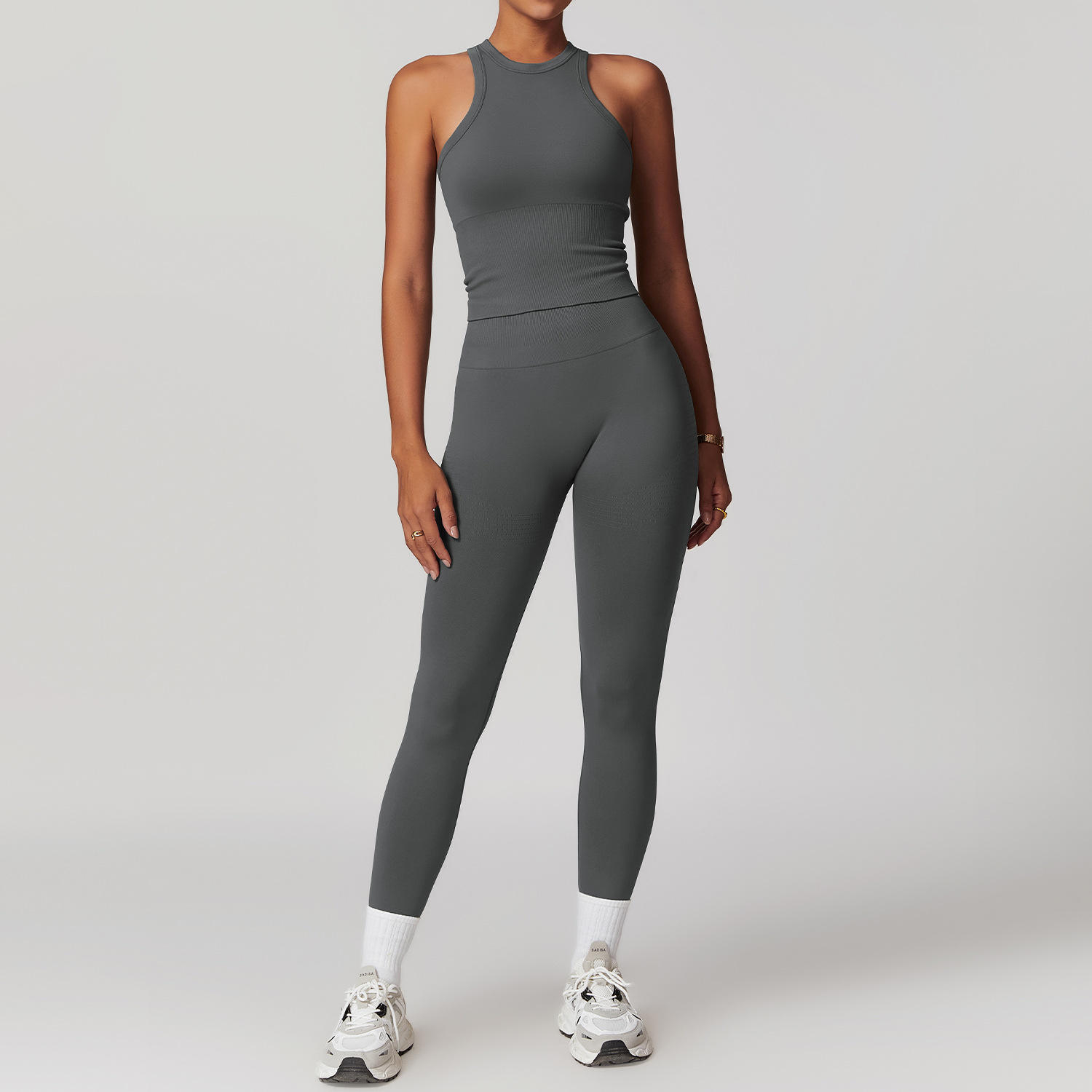 Quick Dry Form Fitting Athletic Jumpsuit Crew Neck Backless Cutout Fitness Bodysuit Yoga Suit for Training Sessions Sexy Suit